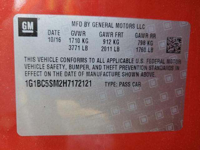 2017 CHEVROLET CRUZE LS - 1G1BC5SM2H7172121