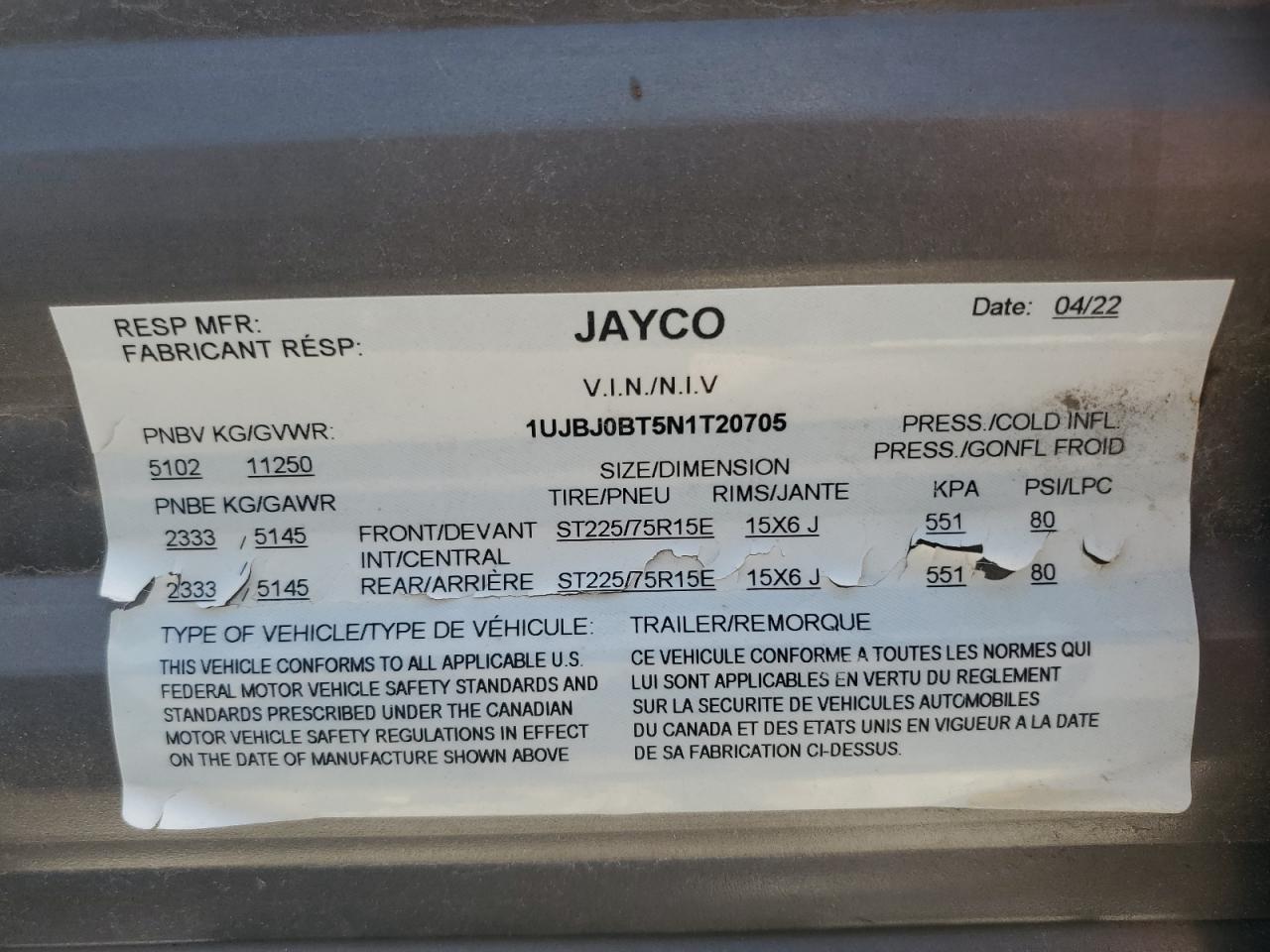 Lot #3050653347 2022 JAYCO JAY FLIGHT