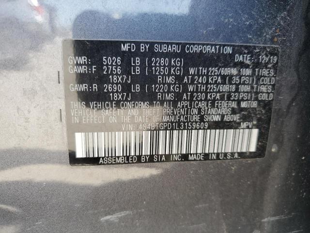 2020 SUBARU OUTBACK TO - 4S4BTGPD1L3159609