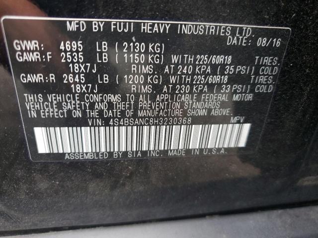 VIN 4S4BSANC8H3230368 2017 Subaru Outback, 2.5I Lim... no.14