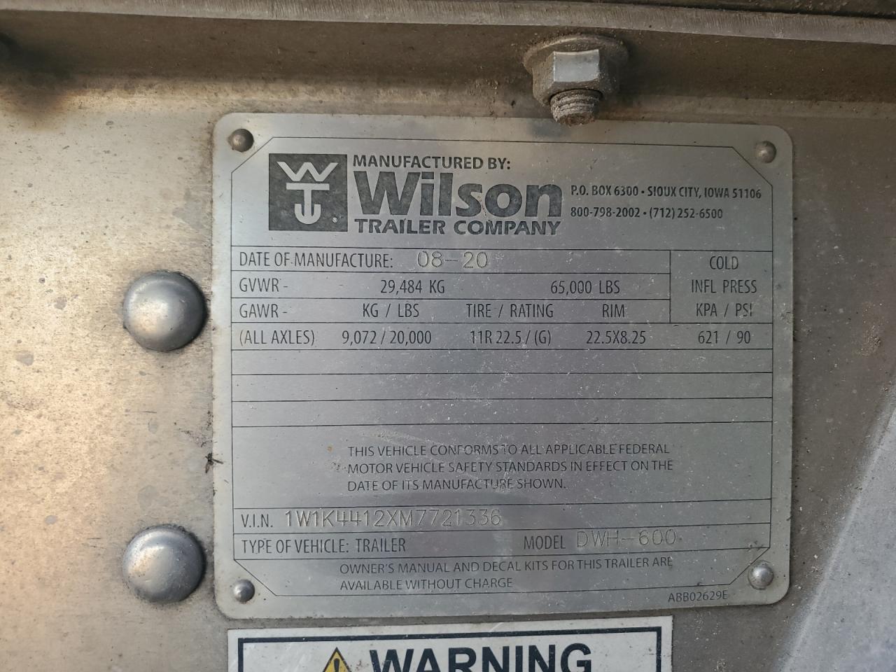 Lot #2926444280 2021 WILSON TRAILER