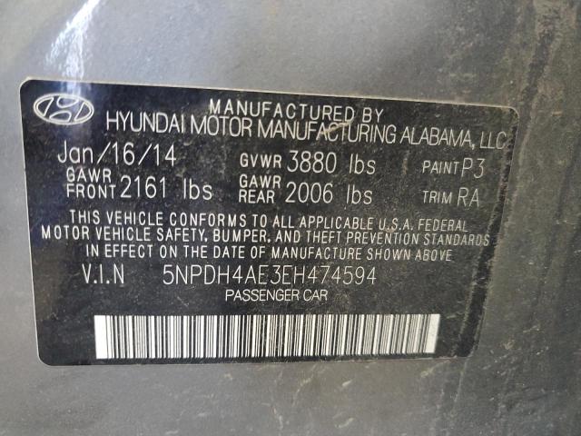 VIN 5NPDH4AE3EH474594 2014 Hyundai Elantra, SE no.12