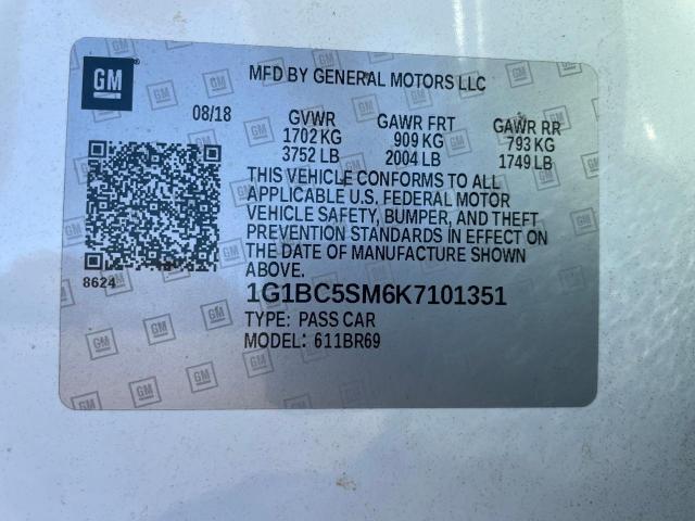 1G1BC5SM6K7101351 2019 CHEVROLET CRUZE