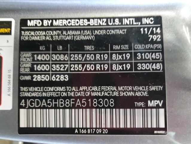 VIN 4JGDA5HB8FA518308 2015 Mercedes-Benz ML-Class,... no.13