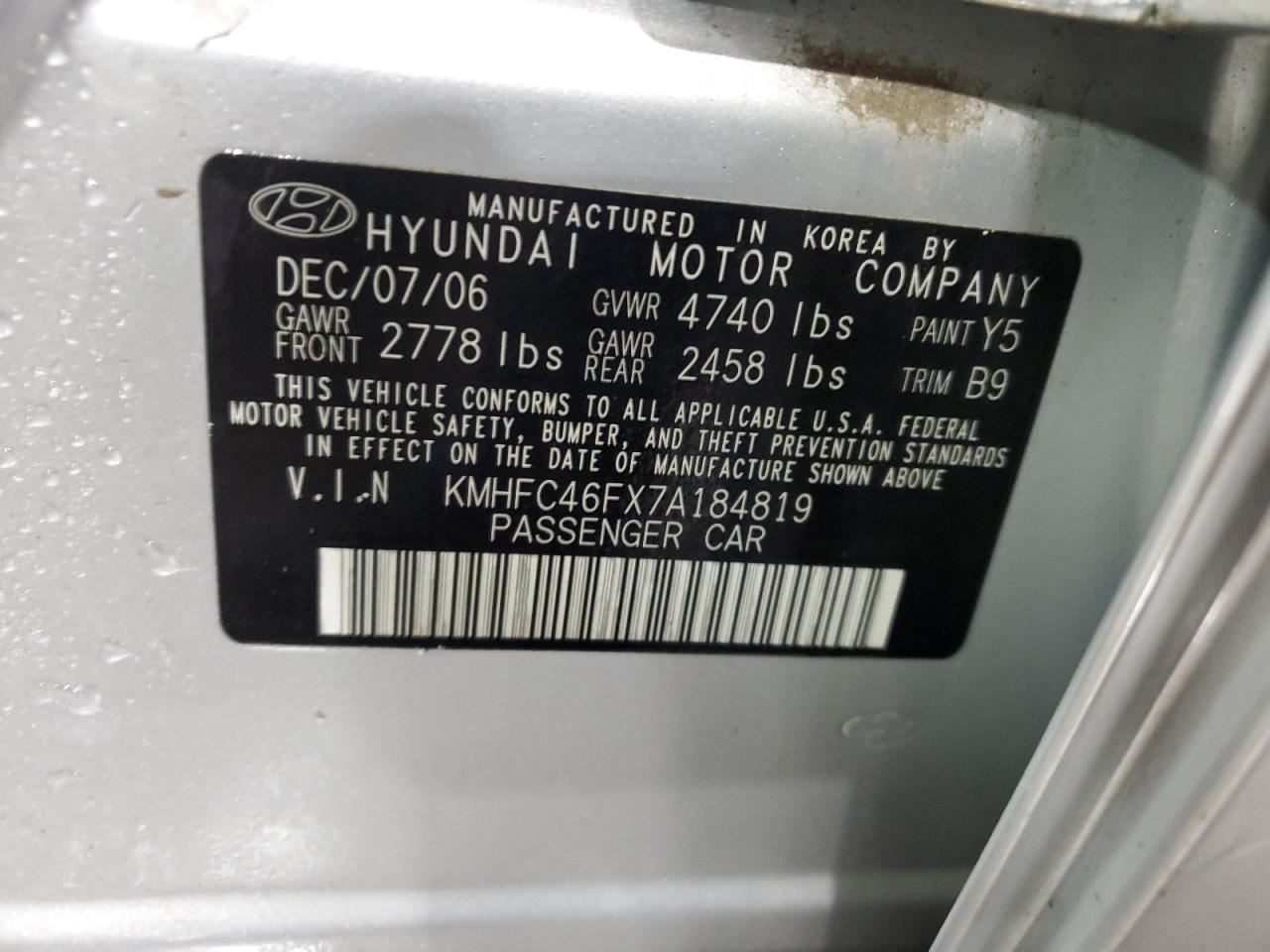 Lot #2923917881 2007 HYUNDAI AZERA SE