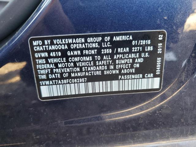 2015 VOLKSWAGEN PASSAT S - 1VWAT7A38FC062957