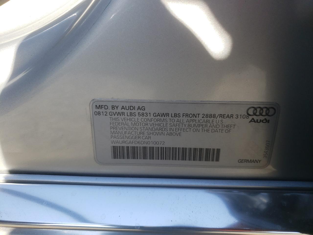 Lot #2970004889 2013 AUDI A8 L QUATT