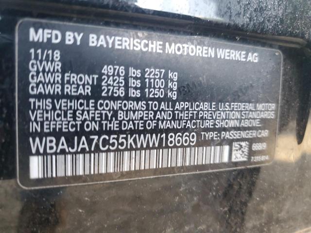 VIN WBAJA7C55KWW18669 2019 BMW 5 Series, 530 XI no.12