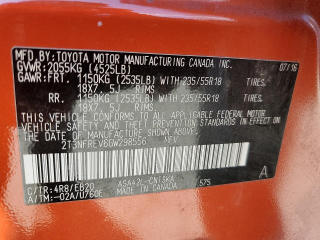 2016 TOYOTA RAV4 SE - 2T3NFREV6GW298556