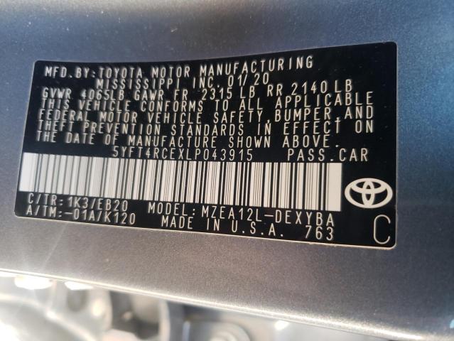 2020 TOYOTA COROLLA XS - 5YFT4RCEXLP043915