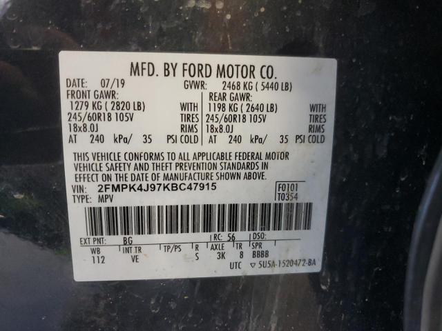 VIN 2FMPK4J97KBC47915 2019 FORD EDGE no.14