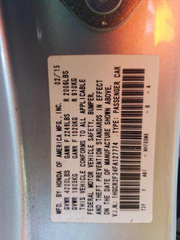 VIN 1HGCR2F34FA127774 2015 Honda Accord, LX no.13