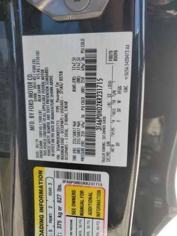 2019 FORD FUSION SE - 3FA6P0HD2KR231715