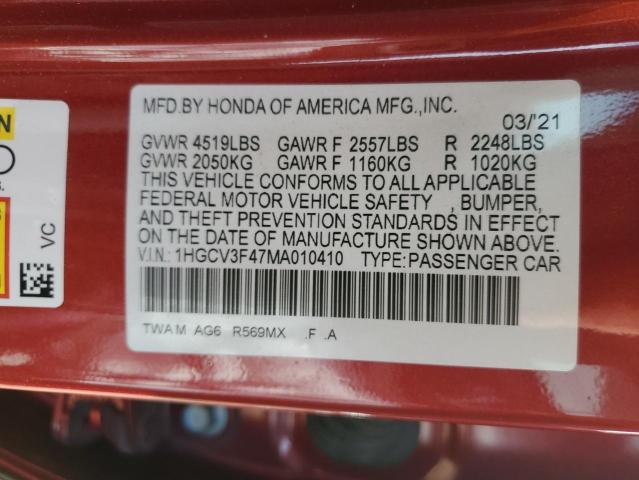 2021 HONDA ACCORD HYB - 1HGCV3F47MA010410