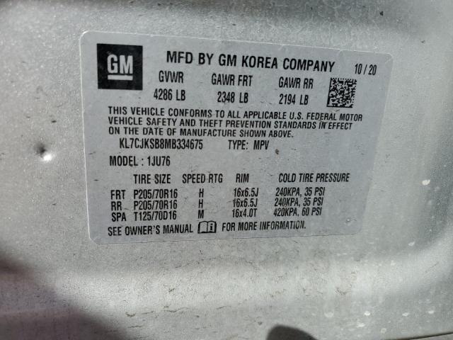 2021 CHEVROLET TRAX LS - KL7CJKSB8MB334675