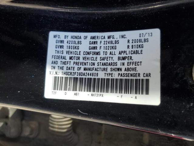 VIN 1HGCR2F38DA244609 2013 Honda Accord, LX no.12