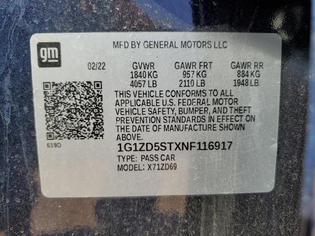 2022 CHEVROLET MALIBU LT - 1G1ZD5STXNF116917