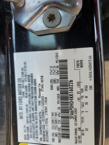 2019 FORD FUSION SE - 3FA6P0HD4KR160226