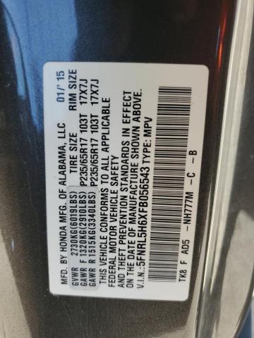 VIN 5FNRL5H6XFB056543 2015 Honda Odyssey, Exl no.13