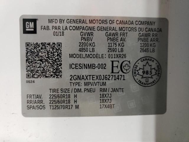 2018 CHEVROLET EQUINOX LT - 2GNAXTEX0J6271471