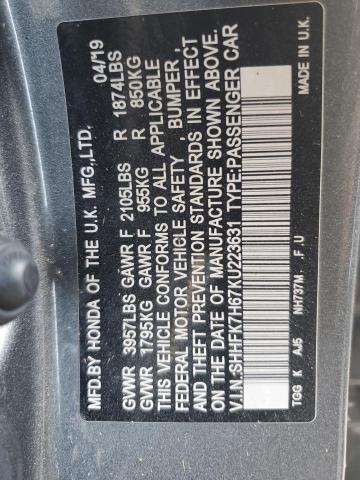 2019 HONDA CIVIC EX - SHHFK7H67KU223631