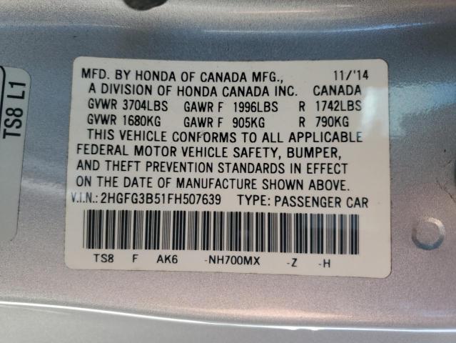 2015 HONDA CIVIC LX - 2HGFG3B51FH507639