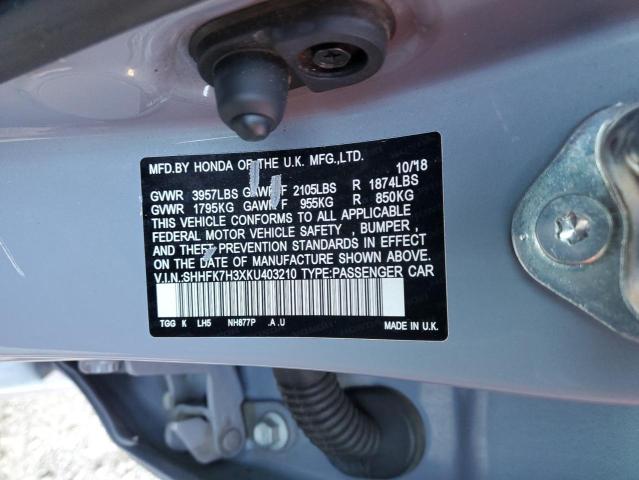 SHHFK7H3XKU403210 2019 HONDA CIVIC