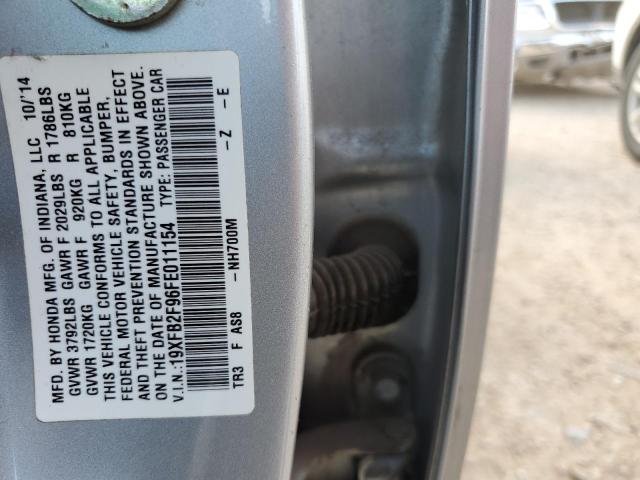 VIN 19XFB2F96FE011154 2015 Honda Civic, Exl no.12