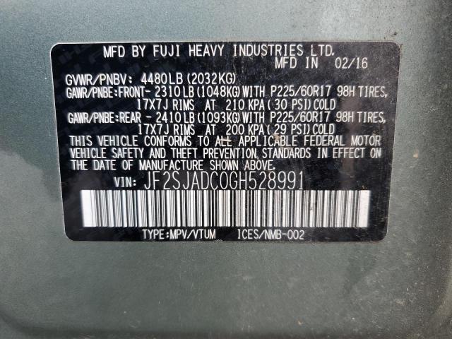 2016 SUBARU FORESTER - JF2SJADC0GH528991