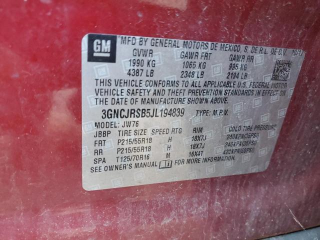 2018 CHEVROLET TRAX PREMI 3GNCJRSB5JL194839
