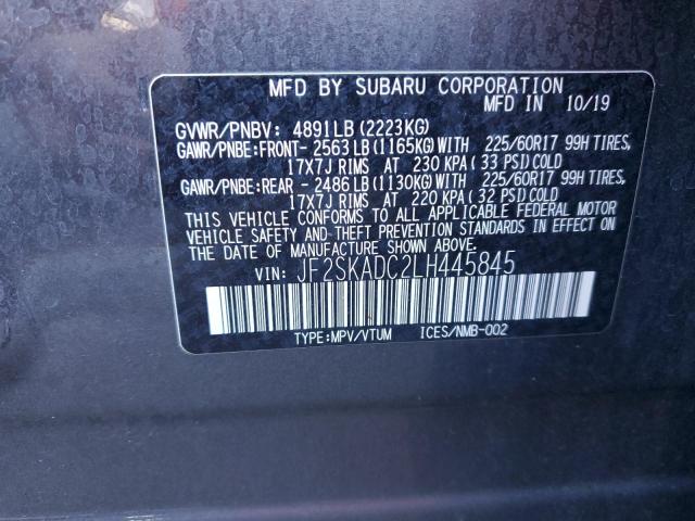 2020 SUBARU FORESTER JF2SKADC2LH445845