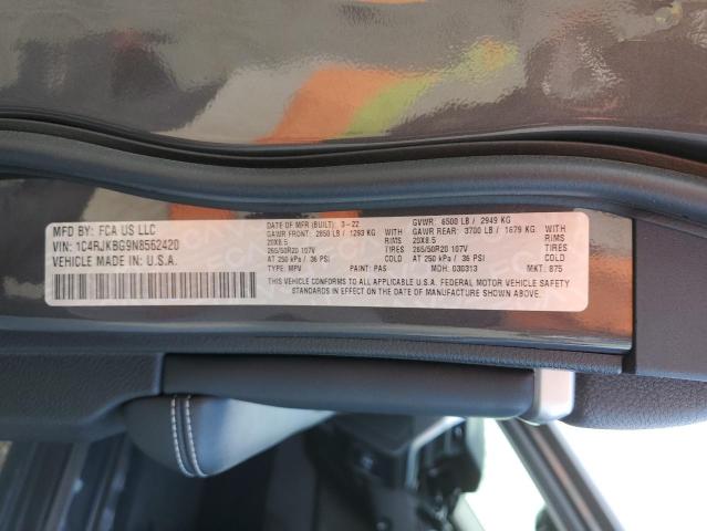 2022 JEEP GRAND CHER - 1C4RJKBG9N8562420