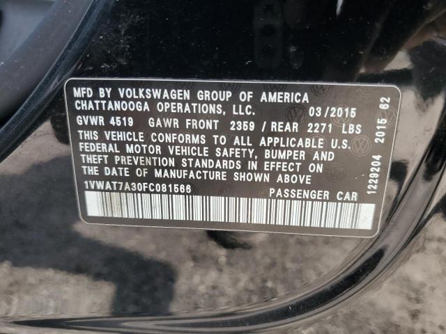 2015 VOLKSWAGEN PASSAT S - 1VWAT7A30FC081566
