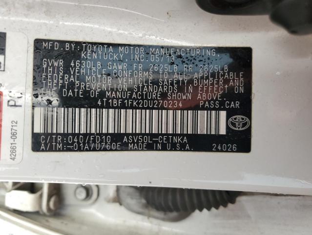 VIN 4T1BF1FK2DU270234 2013 Toyota Camry, L no.12