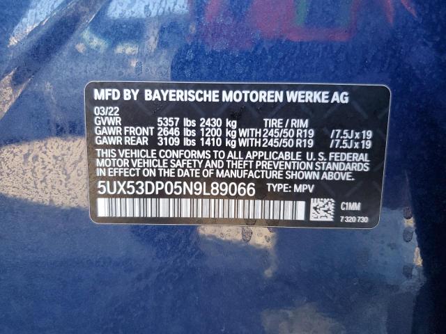 VIN 5UX53DP05N9L89066 2022 BMW X3 no.13