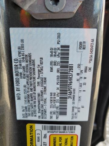 VIN 3FA6P0T96HR372881 2017 Ford Fusion, SE no.12