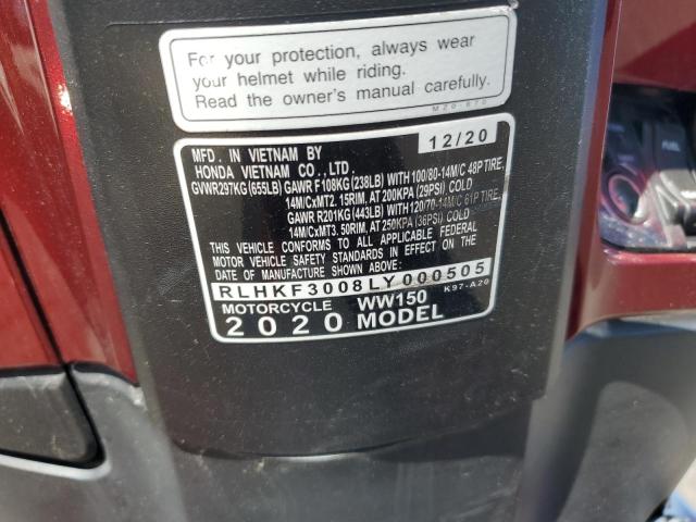 2020 HONDA WW150 - RLHKF3008LY000505