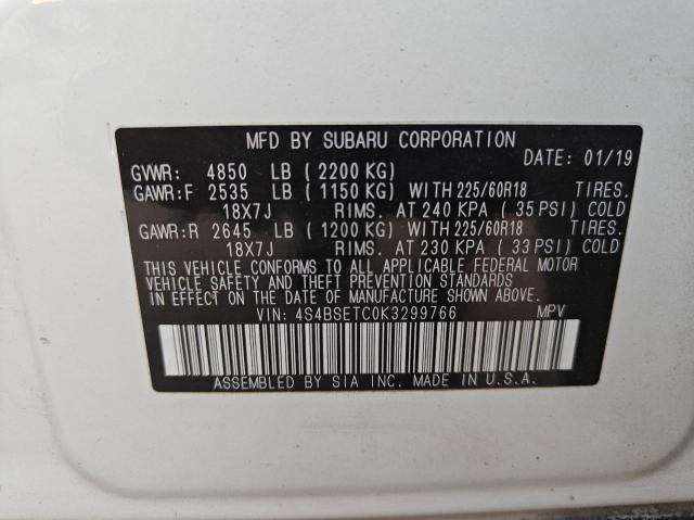 VIN 4S4BSETC0K3299766 2019 Subaru Outback, Touring no.10