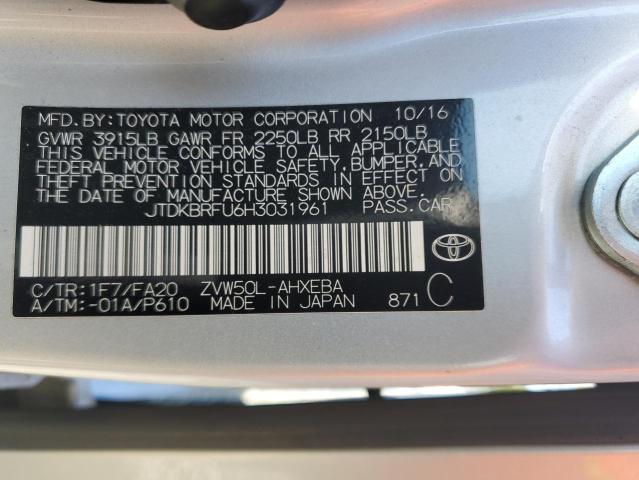 VIN JTDKBRFU6H3031961 2017 Toyota Prius no.13