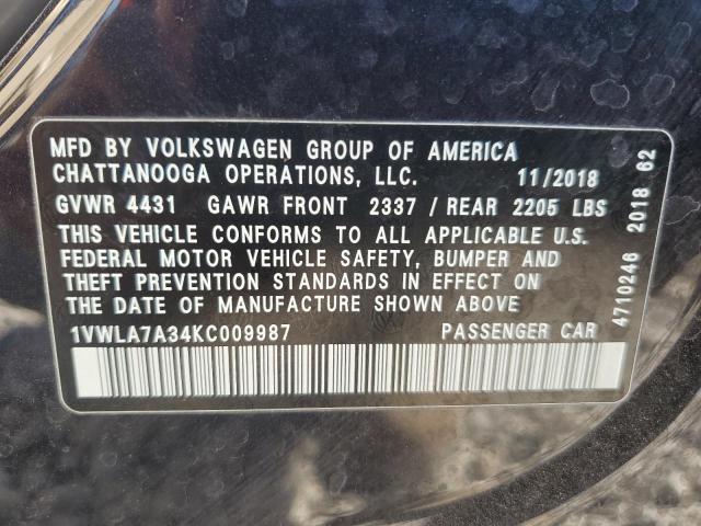 VIN 1VWLA7A34KC009987 2019 Volkswagen Passat, Wolfs... no.12