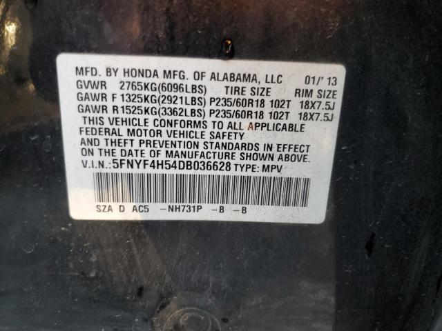 2013 HONDA PILOT EXL - 5FNYF4H54DB036628