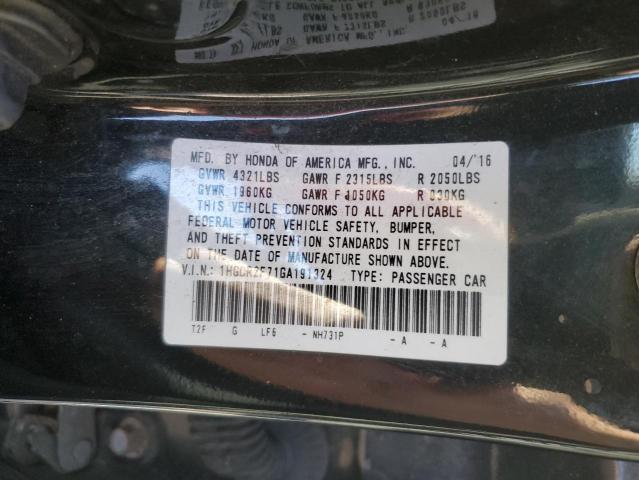 VIN 1HGCR2F71GA191324 2016 Honda Accord, EX no.12