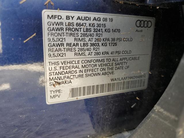 VIN WA1LAAF79KD048610 2019 Audi Q7, Premium Plus no.12