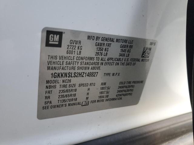 VIN 1GKKNSLS2HZ148827 2017 GMC Acadia, Sle no.13