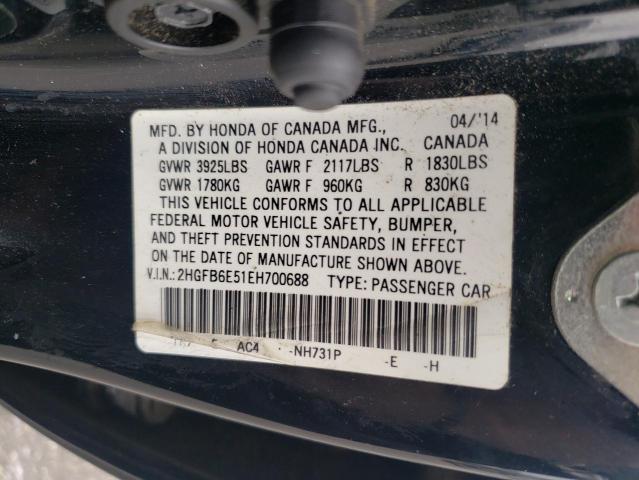 VIN 2HGFB6E51EH700688 2014 Honda Civic, SI no.13