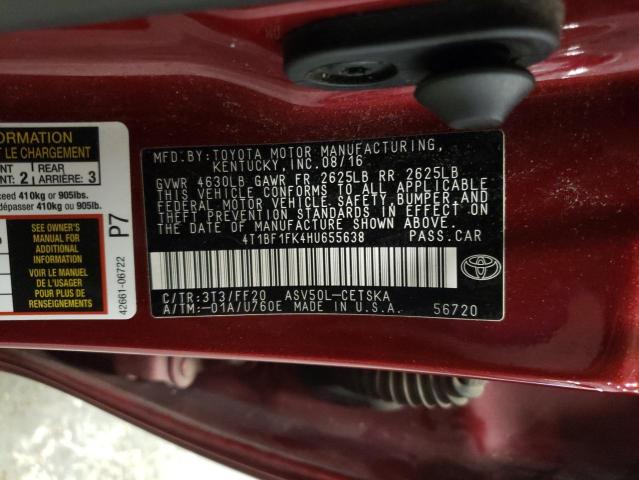 2017 TOYOTA CAMRY LE - 4T1BF1FK4HU655638