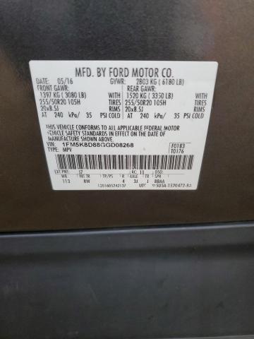 2016 FORD EXPLORER X - 1FM5K8D88GGD08268