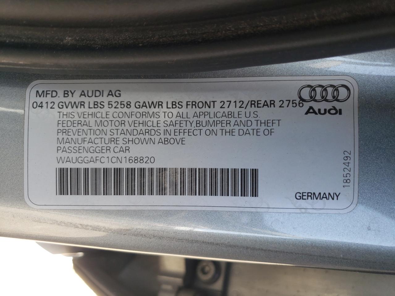 Lot #2926479317 2012 AUDI A6 PREMIUM