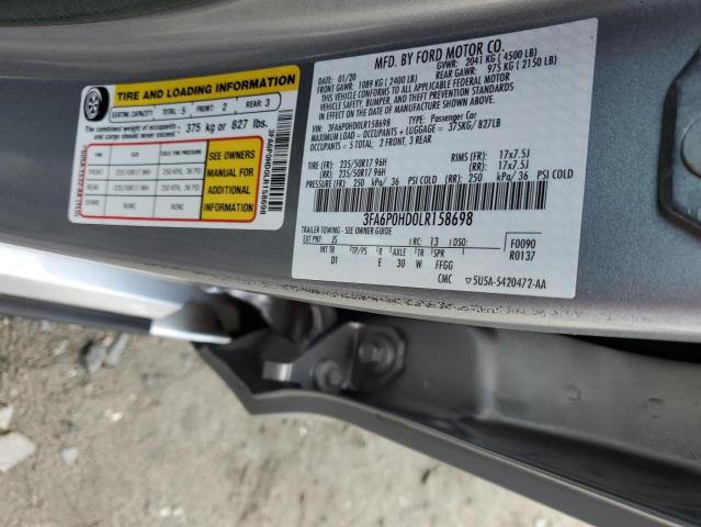 2020 FORD FUSION SE - 3FA6P0HD0LR158698