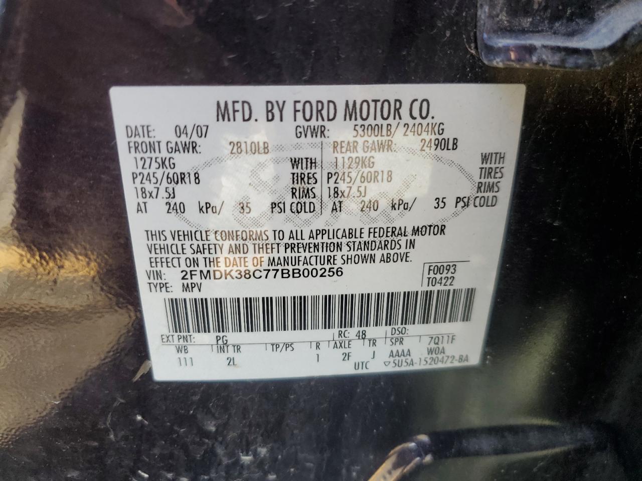 Lot #2979366597 2007 FORD EDGE SEL